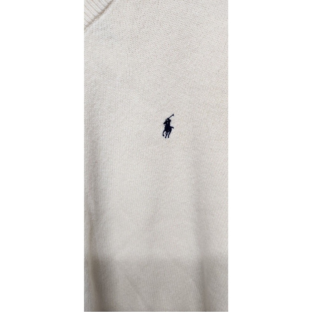 Polo Ralph Lauren 100% Lambswool of Italian Yarn Cream Sweater, Size XL - Picture 2 of 2